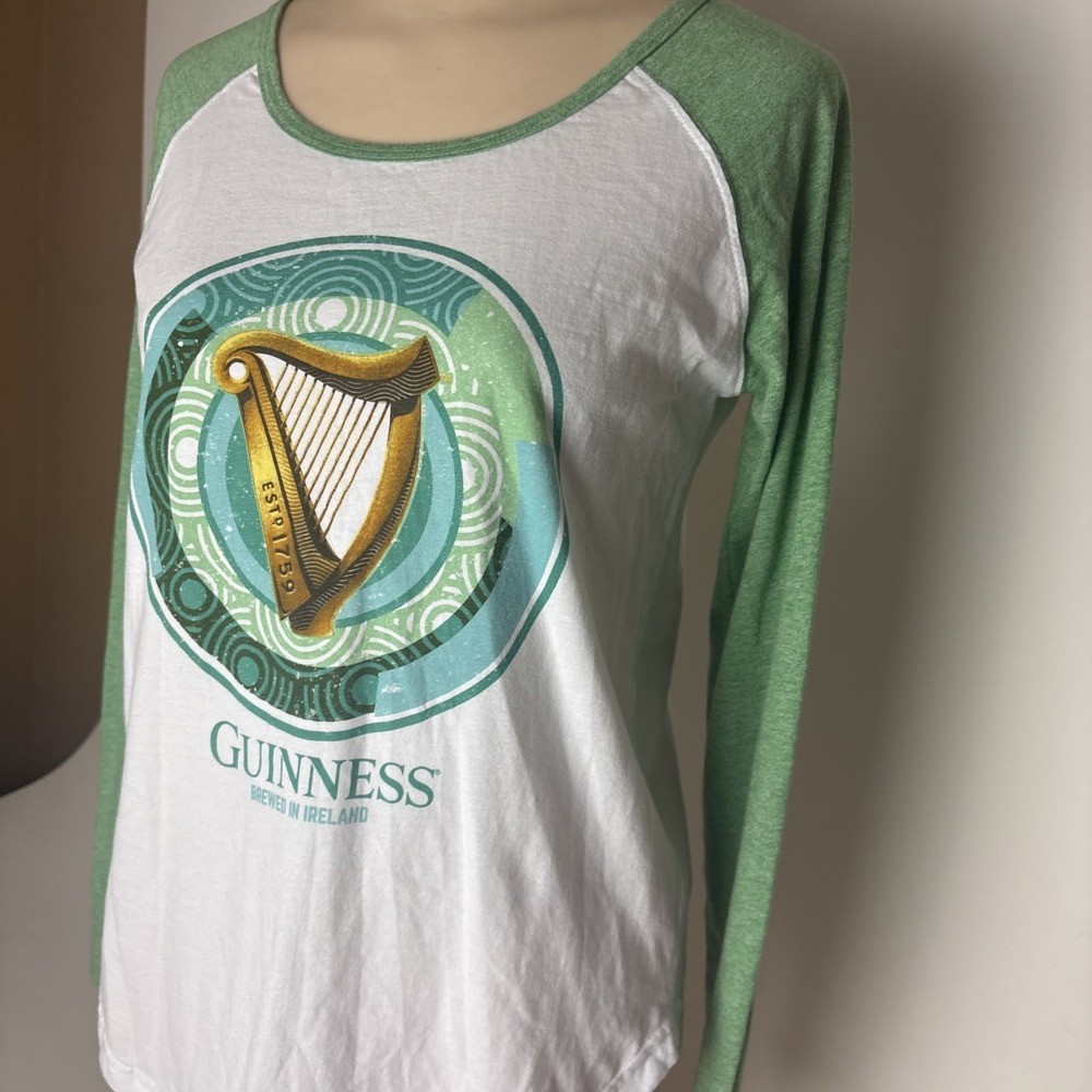Guinness Official T-Shirt Womens Small cotton long sleeve raglan baseball tee - Picture 3 of 9
